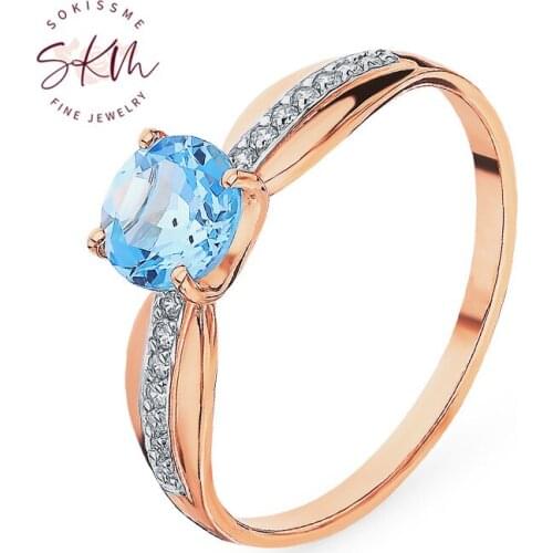 SKM Vintage tapaz rings with diamond 14k 18k rose gold rings for women wedding rings designer Promise Luxury Fine Jewelry