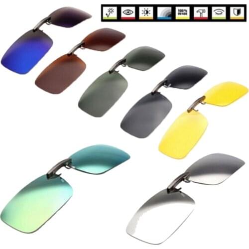 1pc Unisex Polarized Clip On Driving Glasses Sunglasses Day Vision UV400 Lens Driving Night Vision Riding Sunglasses Clip