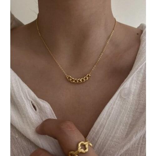Gold Color Thick Cuban Chain Necklaces Curb Linked chokers Necklaces for Women Small Charm Minimalist Necklace party jewelry