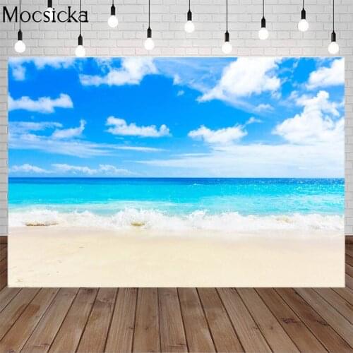 Mocsicka Tropical Sea Beach Sand Blue Sky Waves Summer Holiday Props Scene Photographic Backgrounds Photo Backdrops Photo Studio