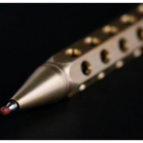 High Grade Solid Brass Pen Retro Hexagonal Bolt Action Writing Tool Stationery Gifts Ballpoint Pen for Office School