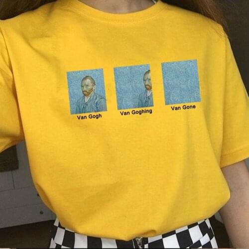 1pcs Van Gogh Van Goghing Van Gone Meme Funny T-Shirt Unisex Hipsters Cute Printed Tee Vincent Van Goghs Famous Oil Paintin