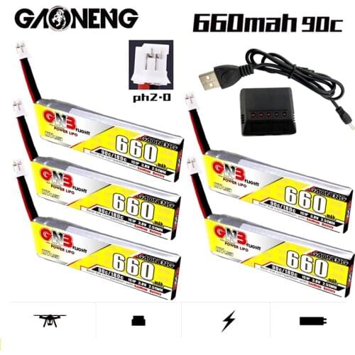 Gaoneng Gnb HV Lipo Battery Charger Set 3.8V 660mAh 1S 90C/180C 4.35V With PH2.0 Plug For Emax Tinyhawk King Kong Ldarc TINY7