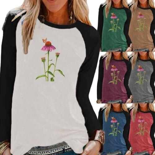 Autumn New Fashion Printing Graphic Tee Long Sleeve Round Neck Pullover Women Blouses Loose Shirt Casual T-shirt Plus Size Tops