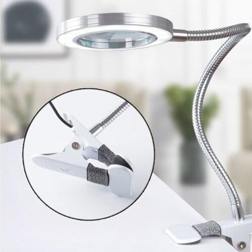 1Pcs Tattoo 8X Magnifier Lamp Nail Art USB Cold Light Led Clamp Glass Table Lamp