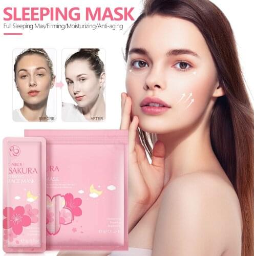 1 Pack Sakura Snail Seaweed Moisturizing Sleeping Mask Cream Portable Face Mask Anti Wrinkle Hydrating Nourishing Skin Care