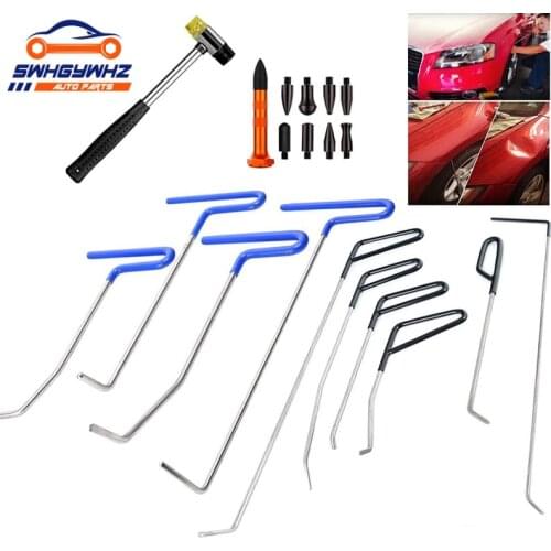 Paintless Dent Repair Rods Auto Body Dent Removal Tools 10pcs Auto Car Body Paintless Dent Repair Puller Dent Hammer Tap Down