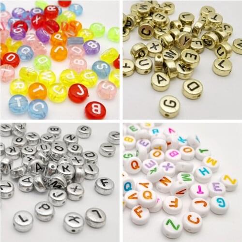 100pcs/lot Round Flat Alphabet /Letter Acrylic Spacer Beads size 4*7mm for fashion jewelry