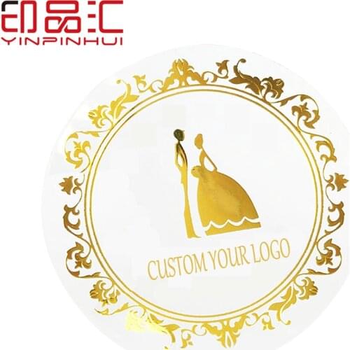 100pcs Clear PVC Stikcers Personalise Foil Gold Transparent Stickers Logo Custom Labels papel pared Pegatinas