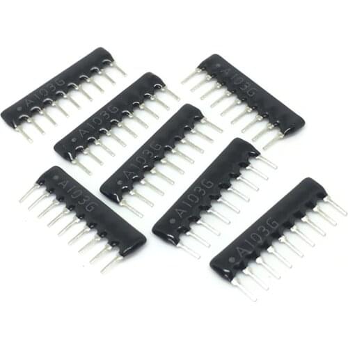 20pcs/lot DIP 1K 2K 4.7K 5.1K 6.8K 10K 100K 9pin 4pin 5pin Network Resistor array,Line A103G A102G A202G A472G