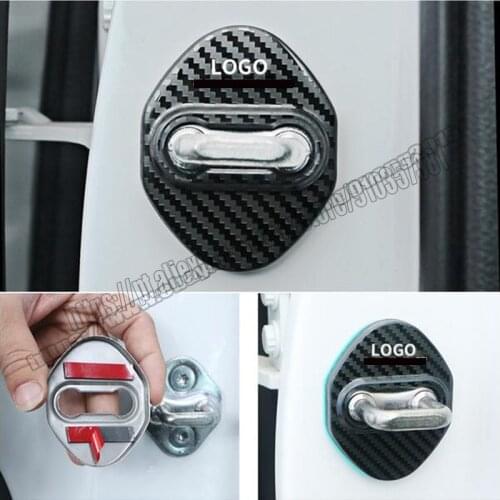4pcs/set Car carbon fiber steel Door Lock Cover Buckle Cap trim Fit For Honda CRV JAZZ Accord HRV VEZEL Civic