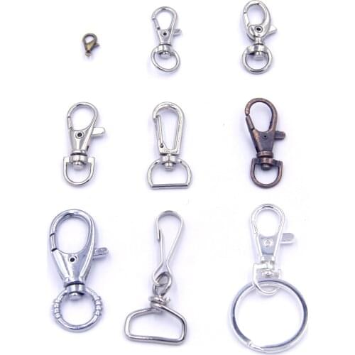 50Pcs Lobster Clasps Hook Swivel End Connectors Claw Buckle DIY Keyring Keychain Key Chain Jewelry Making Accessories