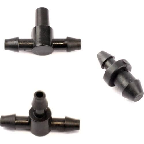 500pcs 4/7mm Garden Hose Connector Tee Joint End Plug Greenhouse Drip Irrigation Pipe Parts Nozzle 6mm Tee Connector