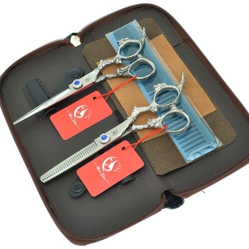 6.0" Meisha Dragon Handle Hairdressing Shears Japanese 440c Barber Hair Cutting Thinning Scissors Hairstylist Supplies A0093A