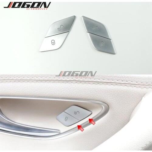 ABS For Mercedes Benz C E GLC Class W205 W213 X253 2015- 2019 Car Door Lock Unlock Buttons Decoration Sequins Trim Translucent