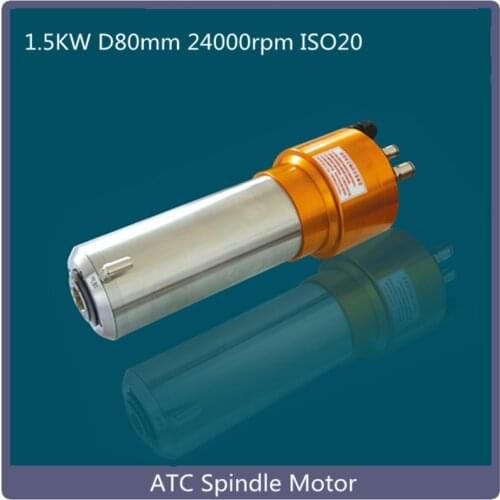 220V Wood CNC 1.5kw Water Cooled 80mm 24000rpm ATC Spindle Automatic Tool Changer ISO20