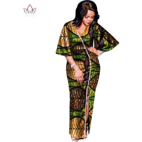 Summer Fashion African Dresses for Women Dashiki Plus Size African Clothes Vestidos Deep V-Neck Party Dress WY2578