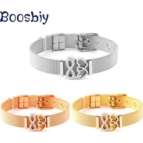 New Style Stainless Steel Mesh Bracelet With Infinite Love Heart Charms Fits Brand Bracelet for Woman Fashion Jewelry Gift