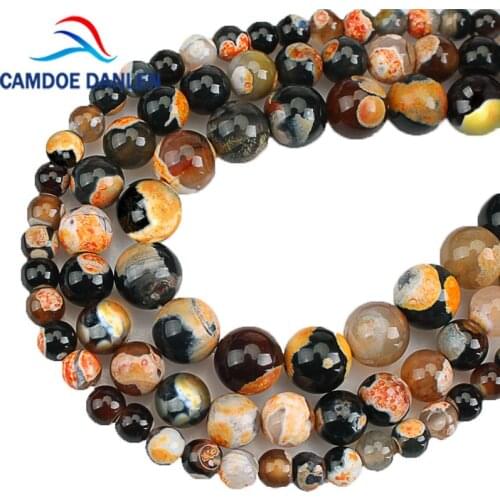 Natural Stone Orange Fire Agates Round Loose Beads 6 8 10 MM Fit DIY Handmade Beads Jewelry Making Accessories Free Shipping