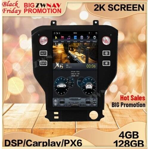 Carplay 128G Tesla Screen For Ford Mustang 2015 2016 2017 2018 2019 Android 9 Unit Car Multimedia Player GPS Audio Radio Stereo