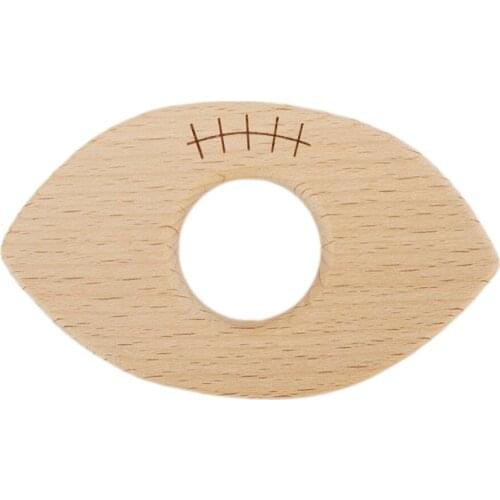 Chenkai 50pcs Wooden football Teether Nature Baby Rattle Grasping Fidget Toy DIY Organic Eco-friendly Wood Gift Accessories