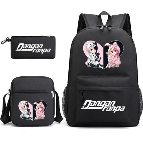Danganronpa Monokuma Children Backpack 3Pcs/Set School Bag For Girls Boys Bear Students Laptop Backbag Teenage Casual Travel Sac