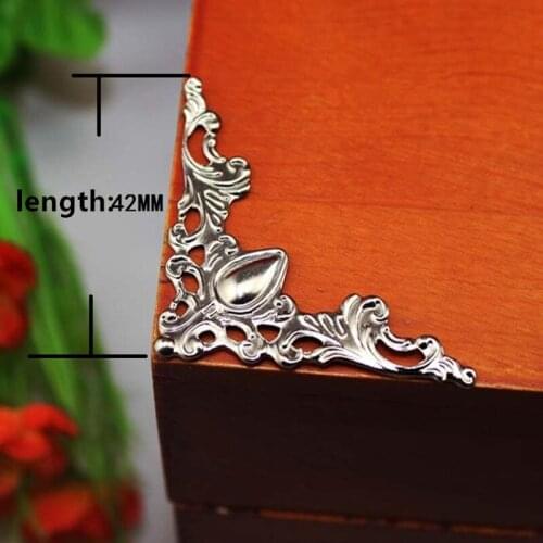Filigree Triangle Flower Wraps Cabochon,Ancient Silver Plated Corner,Flatback Metal Embellishments Scrapbooking,42*42*57mm,10Pcs