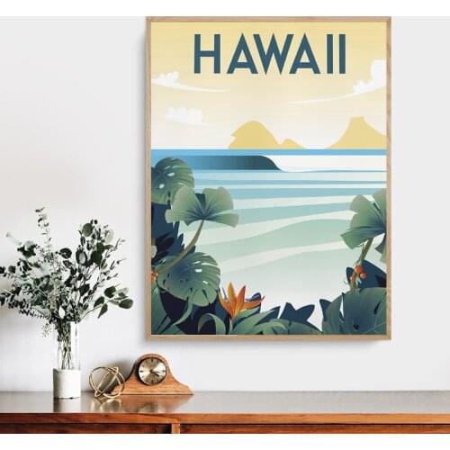 Hawaii Beach America Travel Travel Canvas Painting Coastal Decor Vintage Wall Art Poster Prints Home Decoration Picture Gift
