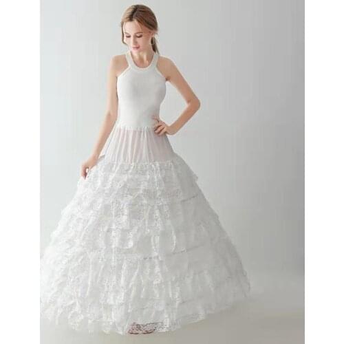 Hot Sale 9 Layers Lace6 Hoops Petticoat Crinoline Slip Skirt Underskirt For Wedding Dress Bridal Gown In Stock