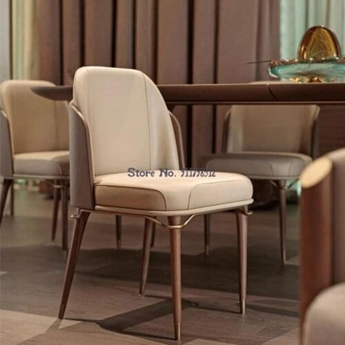 Italian light luxury dining chair leather art designer makeup chair hotel reception negotiation chair restaurant household solid