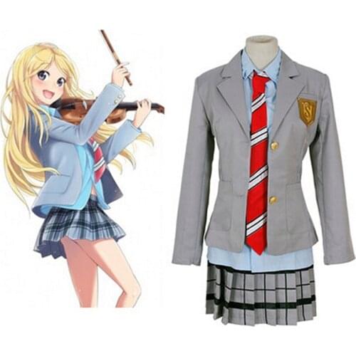 Your Lie in April Miyazono Kaori Arima Kousei cosplay Costume Japanese anime school uniforms for girls&boys suits