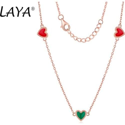 Laya Silver Heart-Shaped Necklace For Women 925 Sterling Silver Simple Design Red Fine Jewelry Handmade Enamel 2021 Trend