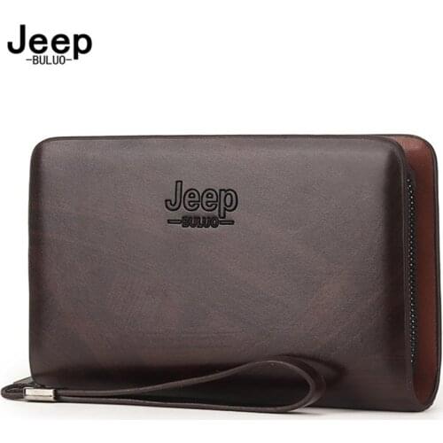 JEEP BULUO Clutch Bag Large Capacity Men Big Wallets Phone High Quality Multifunction Boss For Men Card package Long wallet