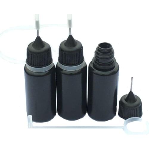 Wholesale 100pcs Empty Black PE 10ML Liquid Needle Bottles Plastic Dropper Bottles With Needle Cap