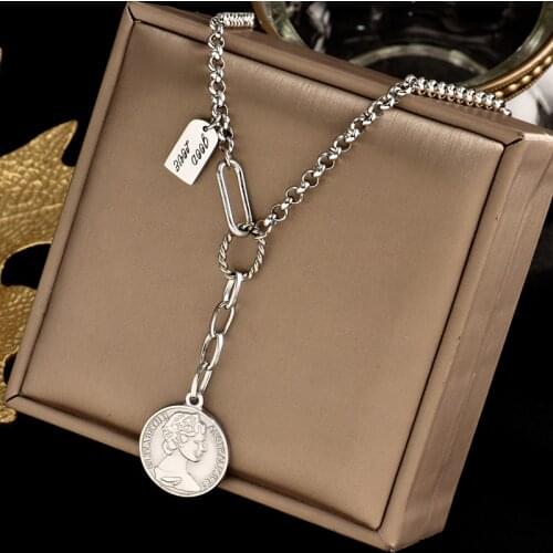 Colorfast 316L stainless steel Tassel Necklace, delicate Eliza white head pendant, retro simple fashion womens gift jewelry