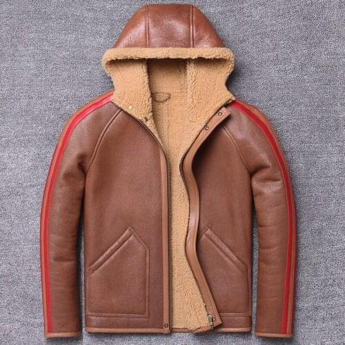 Original ecology coat one man even hat leather clothing sheep skin short fund locomotive jacket thickening real genuine