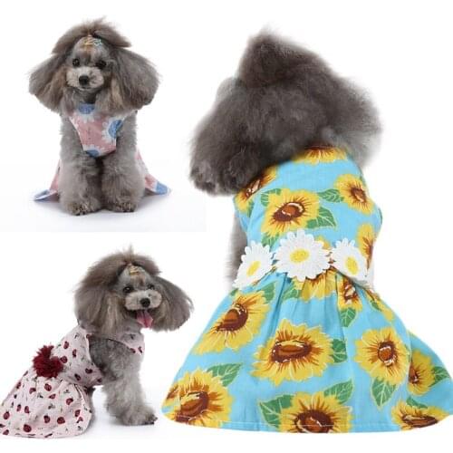 Pet Dog Dress Outfit Cute Puppy Princess Clothing Polyester Printed Dogs Wedding Dresse Pets Spring Summer Costumes