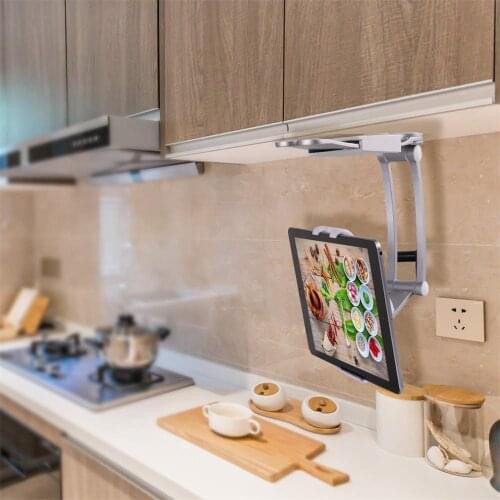 Kitchen Tablet Stand Wall Desk Tablet Mount Stand Fit For 5-10.5 inch Width Tablet PC Metal Bracket Smartphones Holders