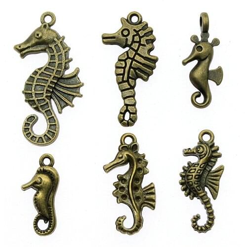 Charms Hippocampal Antique Bronze Color Sea Horse Charms Jewelry Findings DIY Hippocampal Charms Wholesale