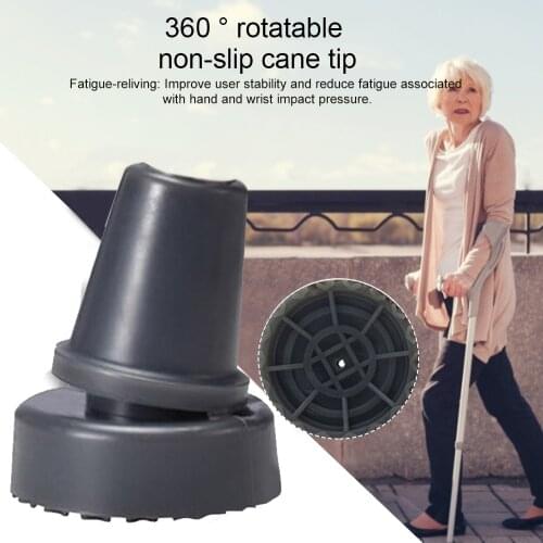 Replacement Rubber Cane Tip Antiskid Walking Stick 360 Rotatable Crutch Cane Bottom Pads Cane Cap Cover Climbing Hiking Pole Tip
