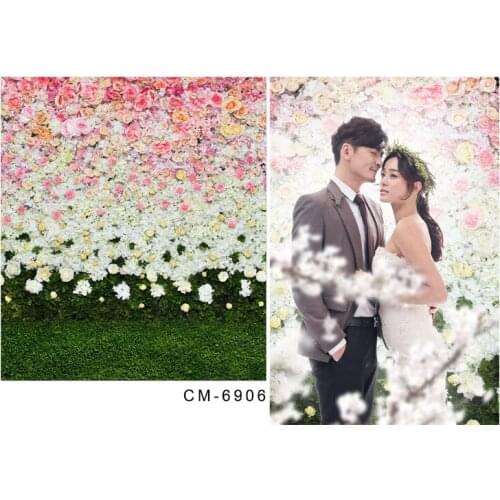 TR 8X8FT Spring Wedding Photography Background Pink White Flowers Green Glass Photo Backdrops Custom Wedding Studio Backdrops