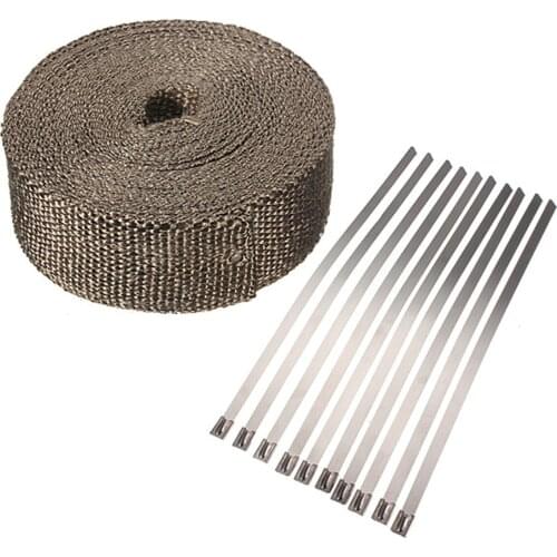 10mx 5cm x 2mm motorcycle exhaust header foreskin insulator turbocharger tube high heat treatment belt tan