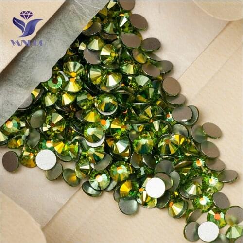YANRUO 2058NoHF All Sizes Peridot AB Flat Back Non Hotfix Crystal Nails Rhinestones Glass Strass Glue On Stones