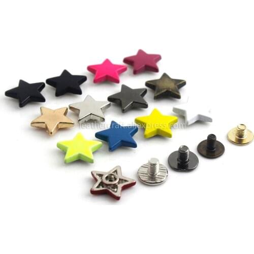 10pcs Metal Stars Rivets with Screw Punk Screwback Studs More Color Bag Clothing Garment Shoes Hat Leather Belt DIY Decor