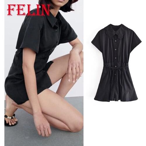 Women Chic Black Single Button Mini Shirt Dress Za 2021 Ruffles Short Sleeve Single Button Party Dress A-Line Sexy Vestidos