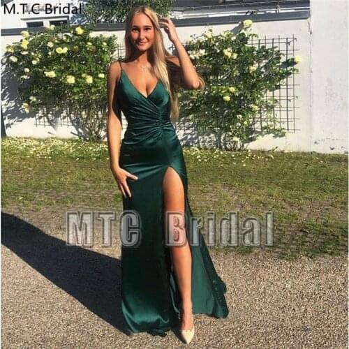 Sexy Mermaid Dark Green Long Prom Dresses With Slit High Slit Sweetheart Plus Size Formal Dress Wholesale Wedding Party Gowns
