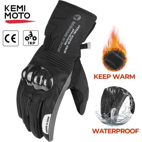 KEMiMOTO Motorcycle Winter Gloves Touch Screen Waterproof Keep warm Thermal Carbon Fiber Motorbike Riding Gloves Men Women
