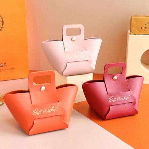 10pcs Wedding Candy Handbag Wedding Favors Chocolate Gift Bag PU Gift Bag Baby Shower Birthday Party Decoration