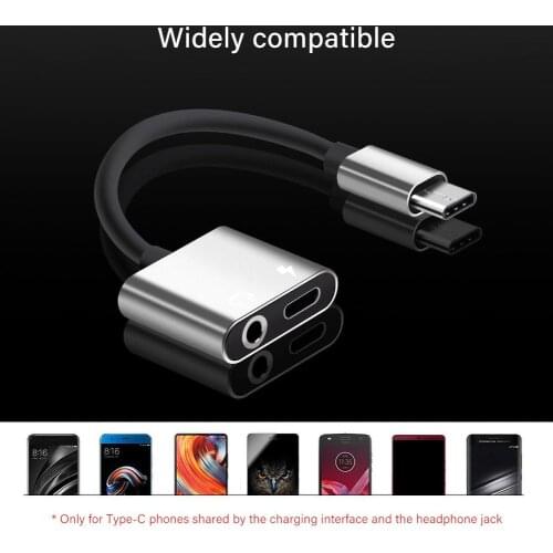 2 In 1 USB Type-C Jack Adapter To 3.5mm Aux Audio Charging Cable Adapter Headphone Connector Mobile Phone Adapter Cable