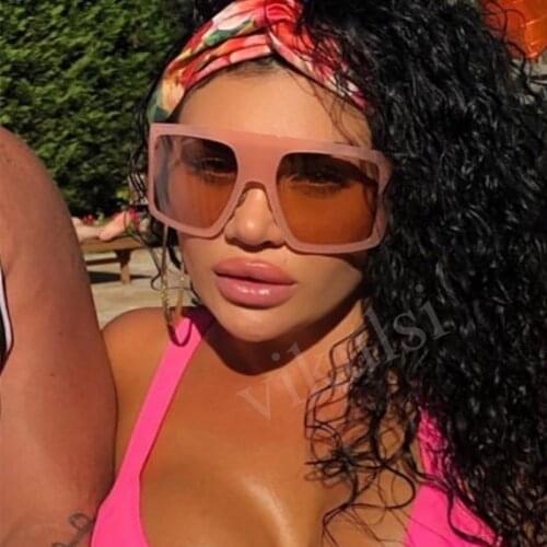 2020 Pink One Piece Sunglasses Women Brand Design Oversized Square Sun Glasses Men Vintage Retro Shades Shield Windshield Oculos